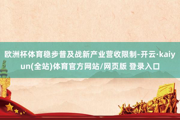 欧洲杯体育稳步普及战新产业营收限制-开云·kaiyun(全站)体育官方网站/网页版 登录入口