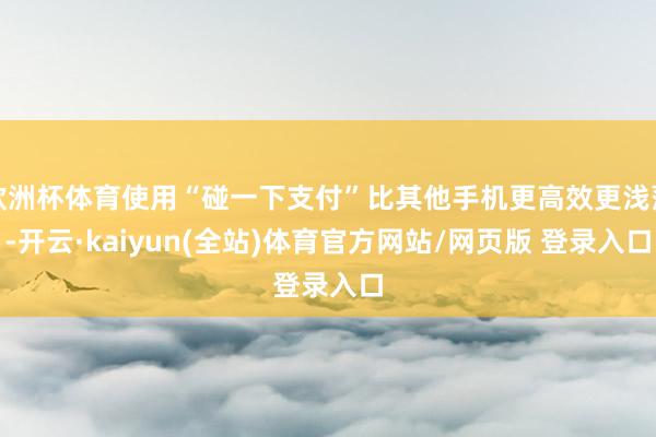 欧洲杯体育使用“碰一下支付”比其他手机更高效更浅薄-开云·kaiyun(全站)体育官方网站/网页版 登录入口