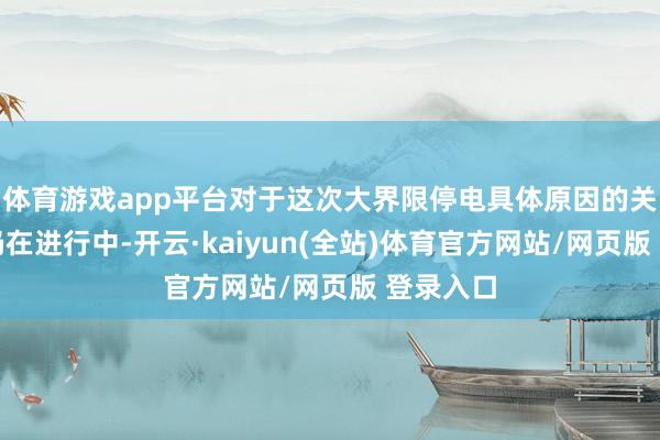 体育游戏app平台对于这次大界限停电具体原因的关连探访仍在进行中-开云·kaiyun(全站)体育官方网站/网页版 登录入口